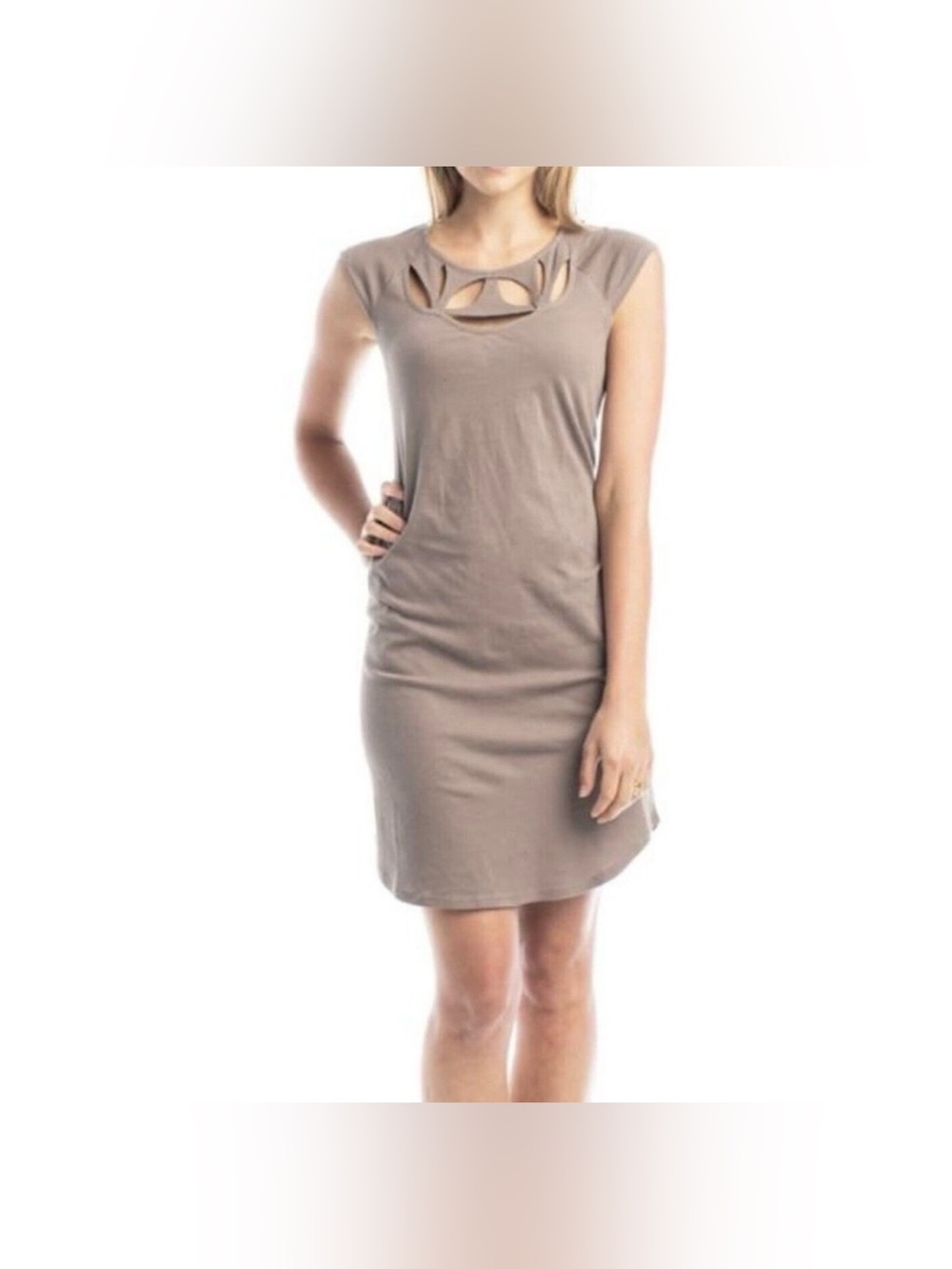 Synergy Women’s Size M Organic Beige Mosaic Mini Dress
